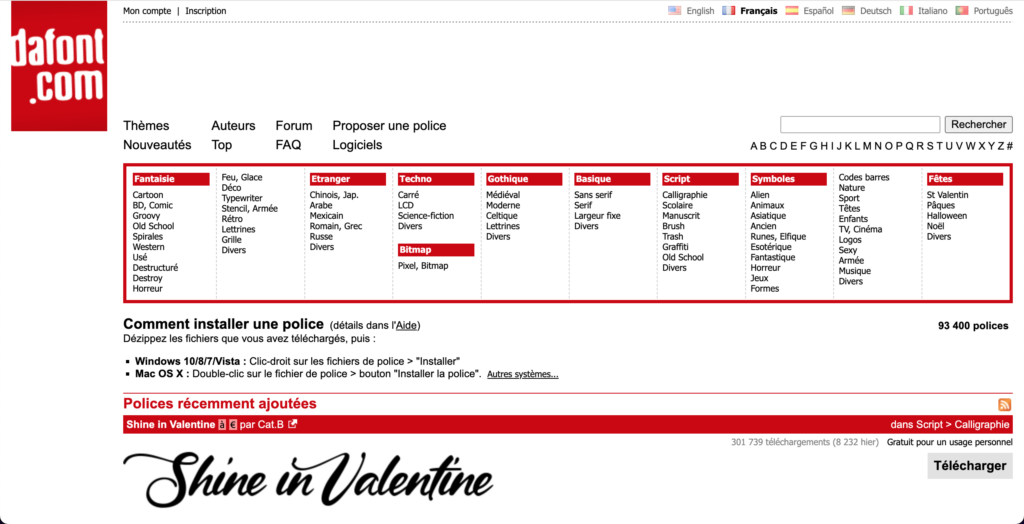 dafont polices plateforme