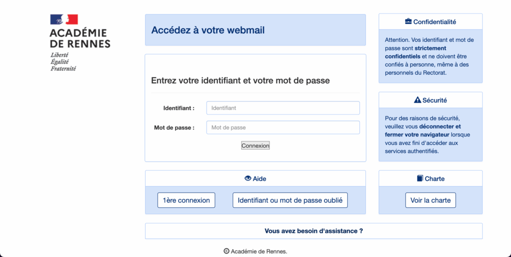 se connecter à webmail Rennes